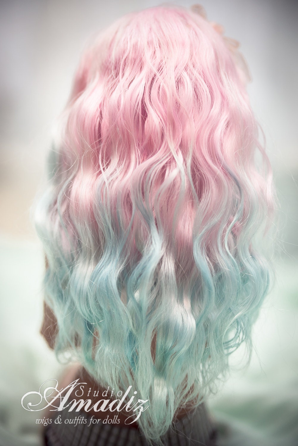 Candy floss natural angora wig for bjd SD MSD Tiny