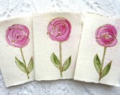 Pink Roses set of 3 original watercolour Blank Mini Note Cards with Envelope Mini Thank You Cards Pink Roses set of 3 original watercolour Blank Mini Note Cards with Envelope Mini Thank You Cards