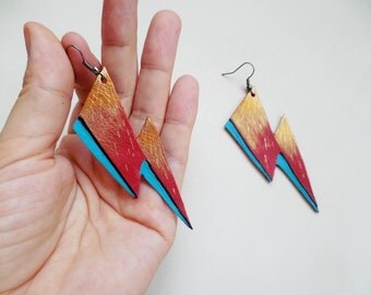 Bowie Bolt Earrings David Bowie Lightning Bolt Dangle Earrings Ziggy Stardust Jewlery David Bowie jewelry Bolt leather earrings Bowie bolt