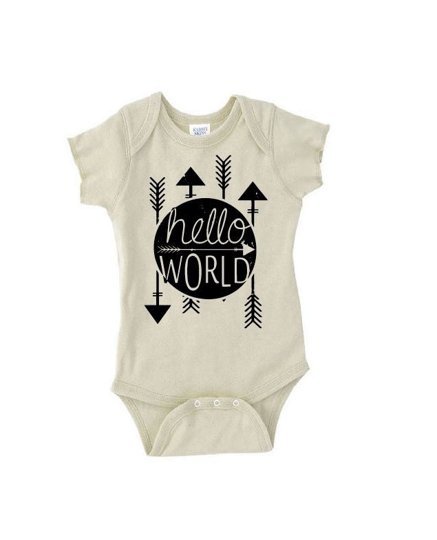  Hello  World  Arrows Baby Onesie  by GraphicsUnlimitedLLC 