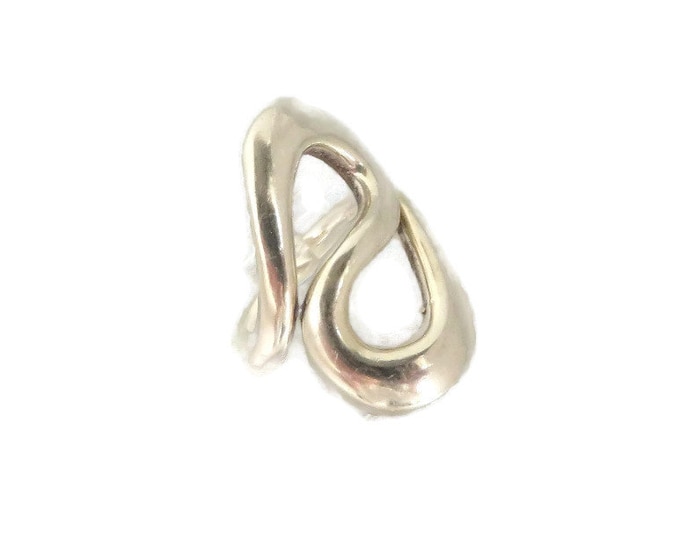 Sterling Silver Abstract Ring, Vintage Israel Curvy Ring, Modernist Ring, Gift Idea, Size 6