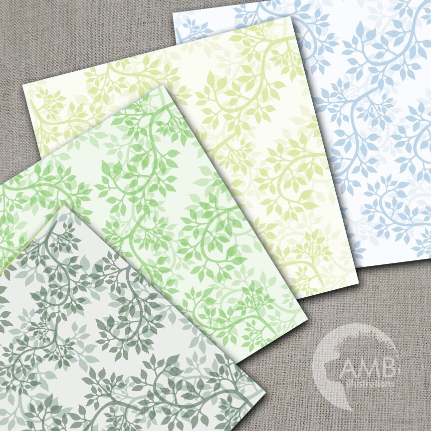 Floral Digital Paper, Ivy Pattern Digital Papers, leaves digital papers