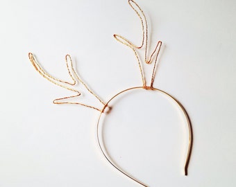 Elegant Gold Reindeer Antler Headband, Metal Wire Antlers, Deer Ears Christmas Headband, Antlers Hair Band, Reindeer Antlers, Reindeer Ears