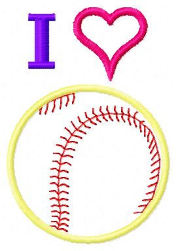 Embroidery Design I Love Softball or by ChickpeaEmbroidery