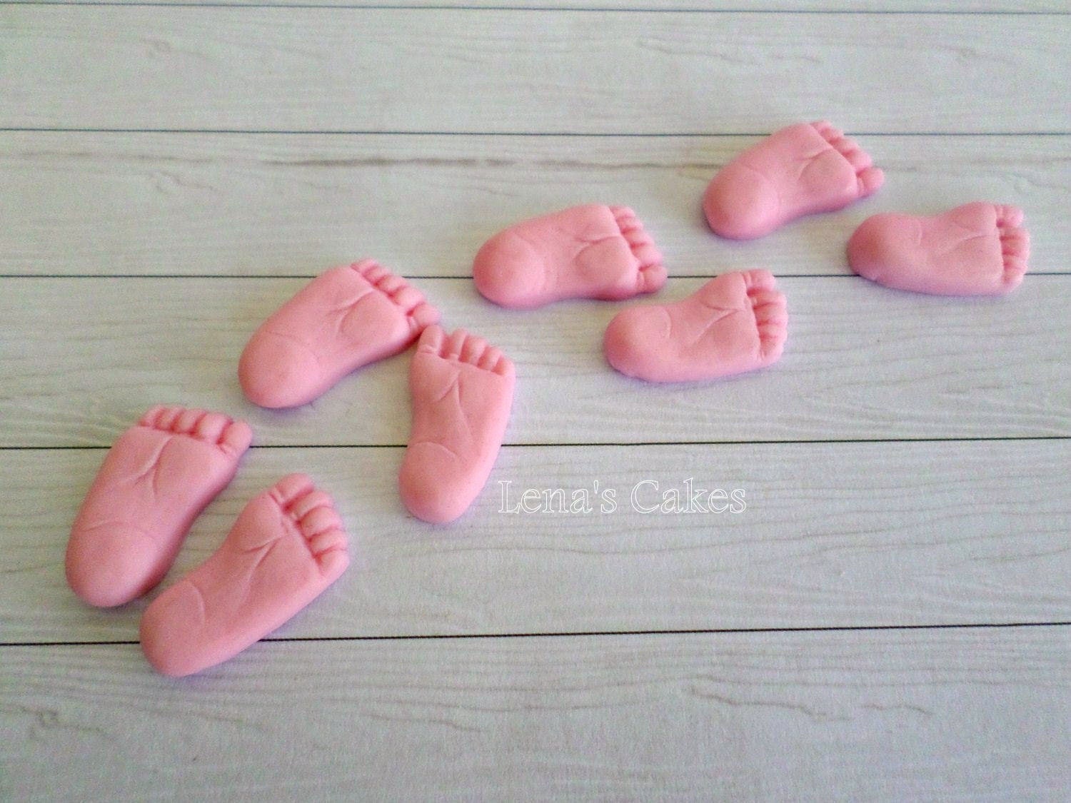 Baby Feet Fondant Cake Cupcake Topper Baby Girl Shower Decor