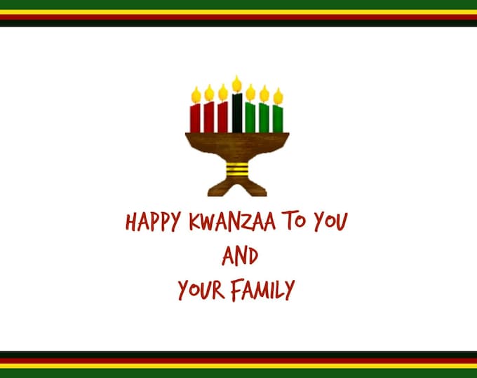 KWANZAA Greeting Card ships FREE, Handcrafted Digital Photo Stationary, Classic Embossed Card Stock, Coordinating Envelope