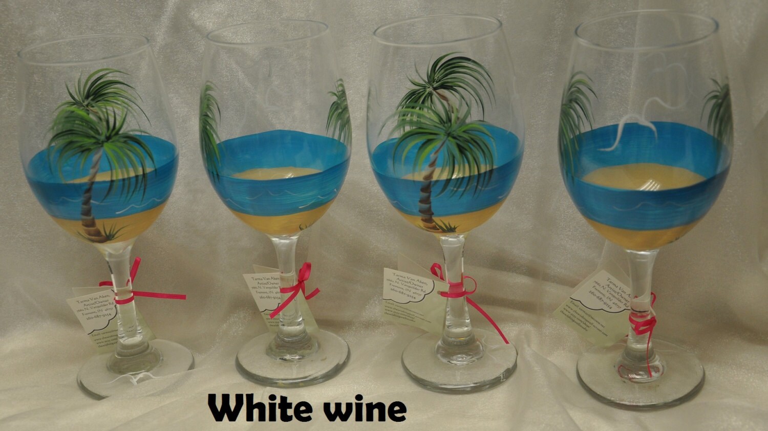 Tropical Palm Beach wine glasses, set of 4