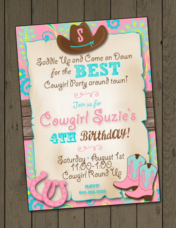 Toddler Cowgirl Birthday Invitations Ideas 8