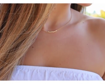 Gold bead necklace/ dainty gold nugget necklace / Minimalist gold necklace / gold bead jewelry / Simple gold jewelry/ delicate gold layered