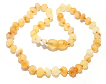 Genuine Raw Baltic Amber Teething Necklace for Baby Honey Butter Color Authentic Unpolished