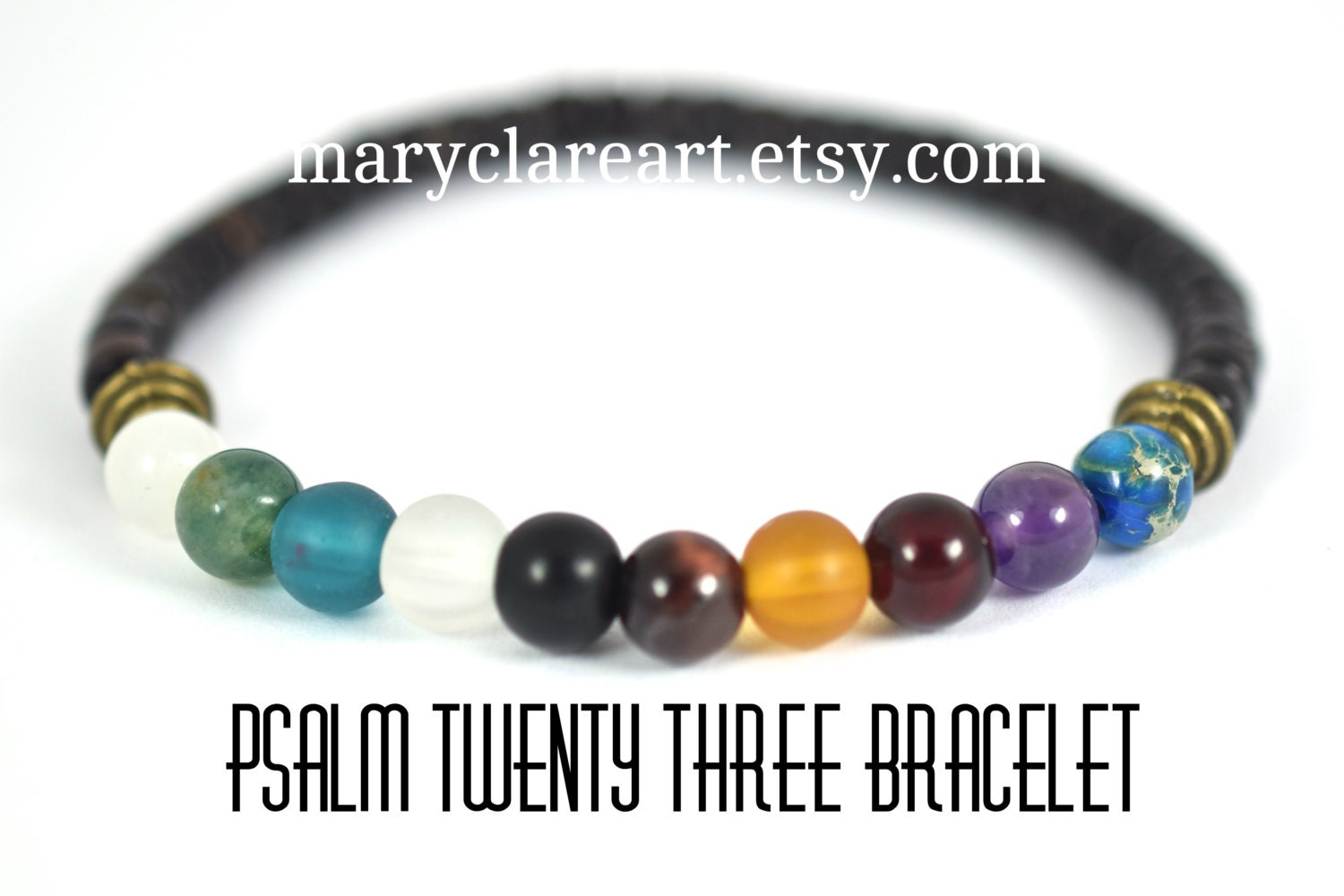 Psalm 23 Bracelet 6 mm Beads Psalm Twenty Three by MaryClareArt