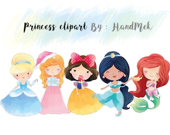 Cute princess clipart set 1 : Instant Download PNG file - 300 dpi