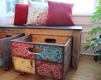 Indian crate storage bench/||