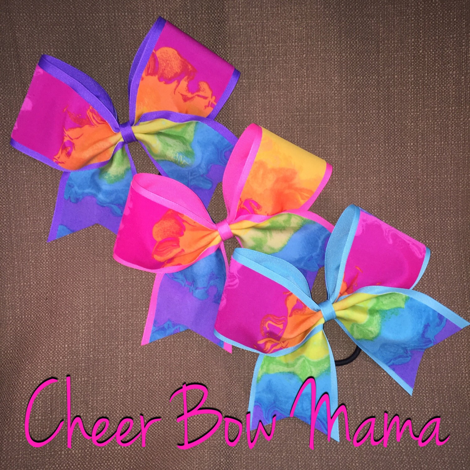 Rainbow Tie Dye Cheer Bow