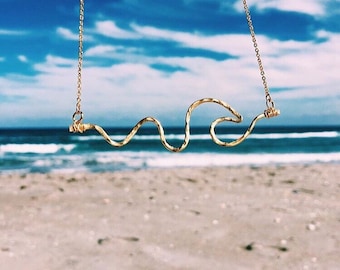 Wave Necklace *Free Shipping* Beach Necklace Gold Wave Necklace Lifeguard Necklace