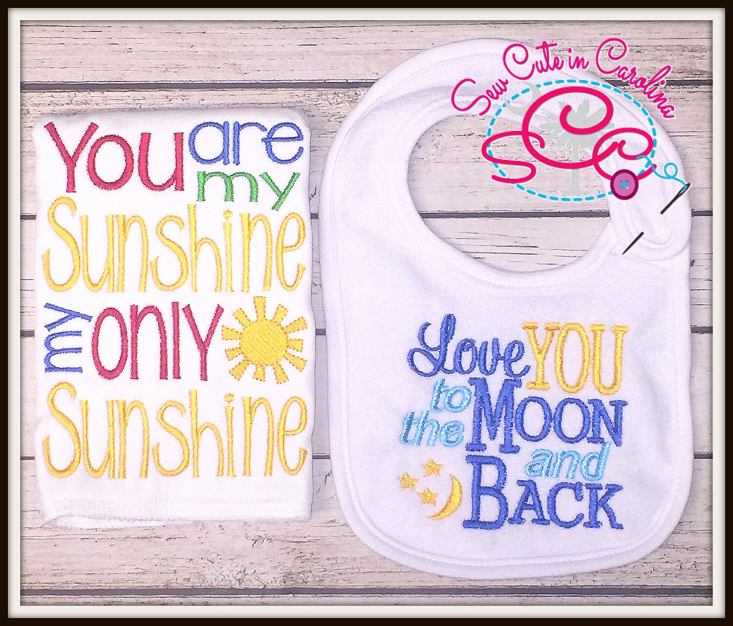 Sweet Sayings Bib and Burp Cloth Set by SewCuteinCarolina on Etsy