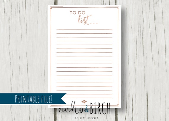 PRINTABLE To Do List in Rose Gold Instant download PRINTABLE To Do List in Rose Gold Instant download