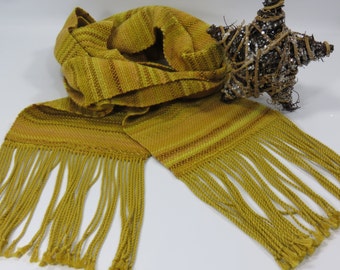 Woven Scarves - Autumn Gold Scarf - Golden Scarf - Handwoven Golden Scarf - Yellow Scarf