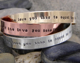 Beatles inspired bracelet - And in the end the love you take is equal to the love you make