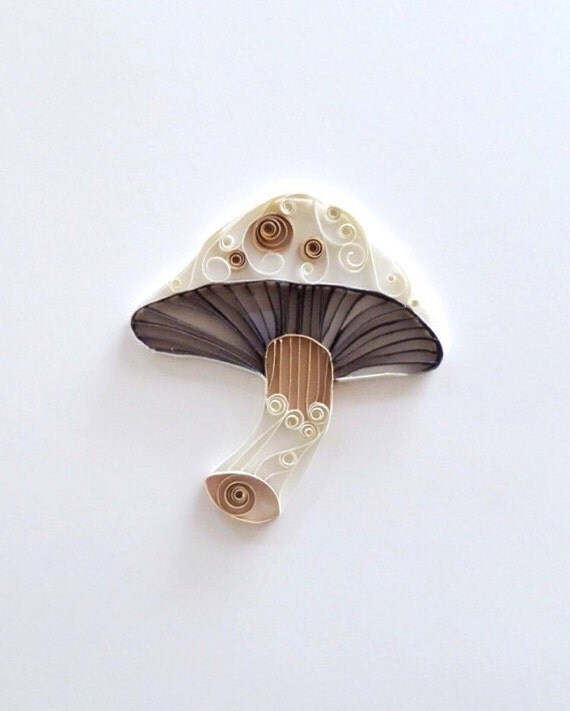 Quilling Paper Brown and White Mushroom Home by ThePaperyCraftery