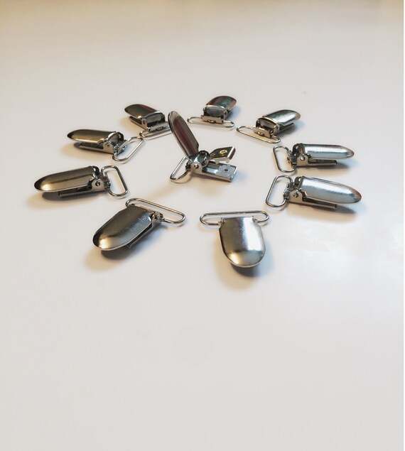 10 pieces of 25mm 1 inch suspender hardware clip silver