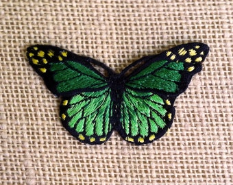 Butterfly Patches 3" Beautiful Green Butterfly - Sew On or pin DIY Patches for Jackets and Backpacks.
