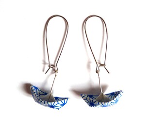 Origami Earrings Boats Japan Sea