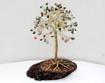 Fall wedding cake topper, Large Indian Agate Wire tree of life, One of a kind gift, Bonsai tree, Tree of Life, Gemstone Lucky tree of life