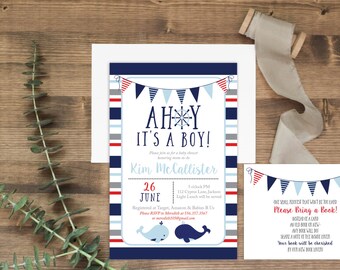 Items similar to Ahoy It's a Boy - Nautical Baby Shower - Invitation ...