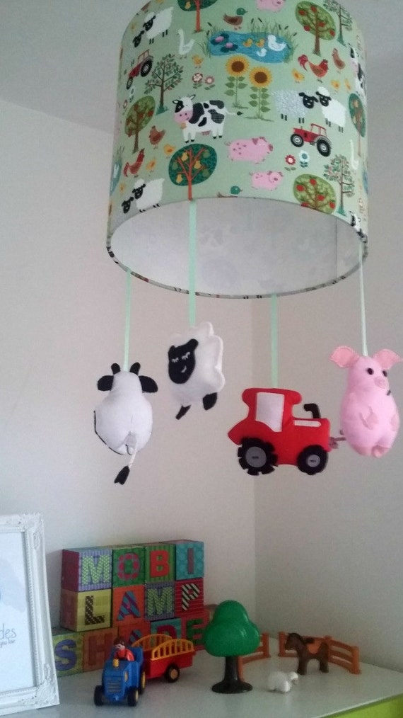 Farm animals lamp shade rustic nursery nursery by mobilampshades