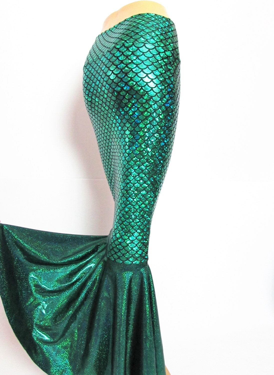 Green Mermaid skirt Stretch Scales print Costume Party