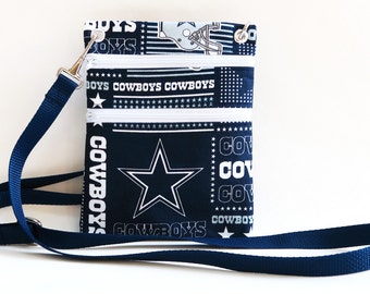 Dallas Cowboys Handmade Womens Fabric Wallet, Crossbody Bag, Passport, wallet sling or Purse made from NFL Dallas Cowboys Fabric