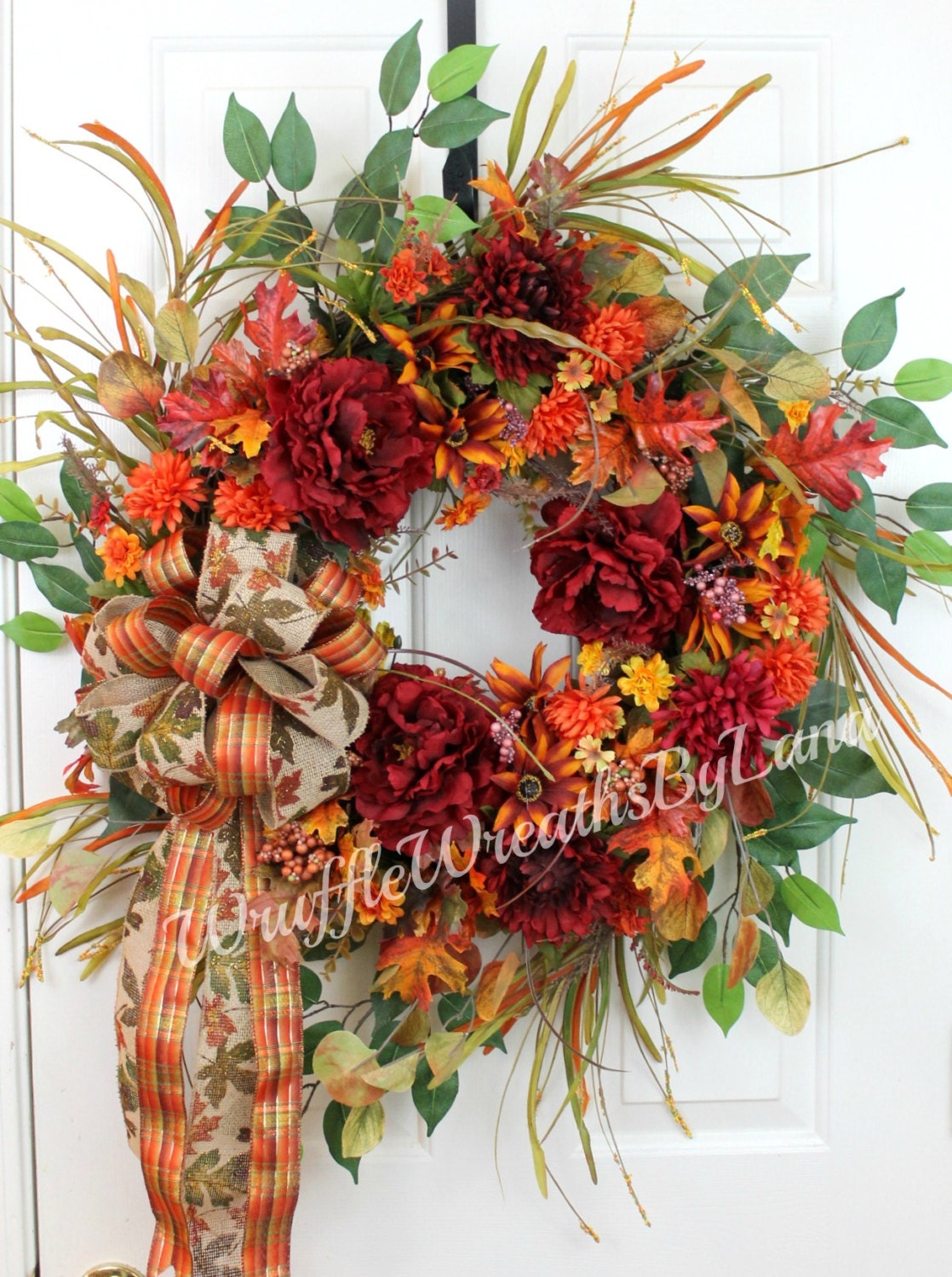 Fall Floral Wreath Fall Grapevine Wreath by WruffleWreathsbyLana