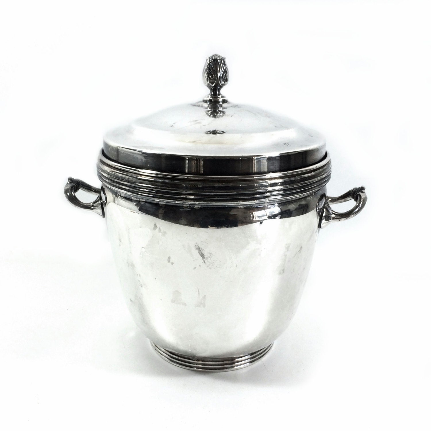 Vintage Silver Ice Bucket with Mercury Glass Liner by