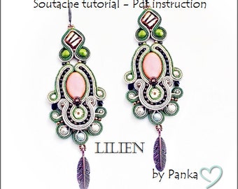Sale - 50 % ! TUTORIAL ONLY! Hand Embroidered Soutache Tutorial, step by step pdf pattern in English