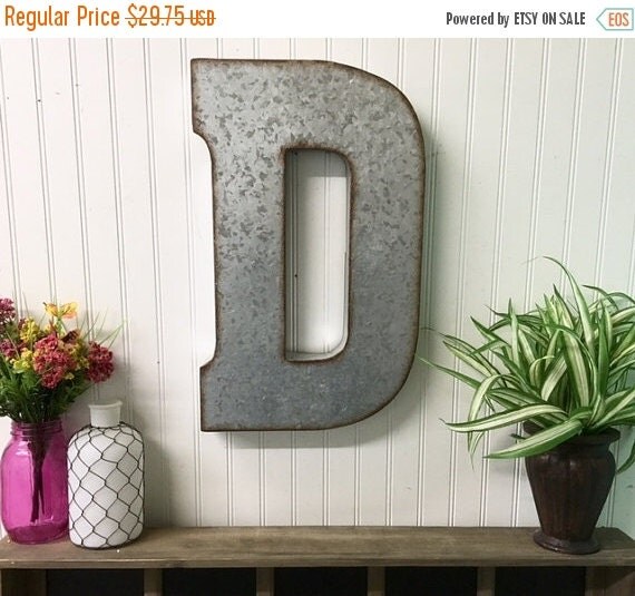 MEGA SALE Large Metal Letter D/ Galvanized by TheShabbyStore