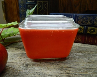 Vintage Mid Century Red Pyrex Refrigerator Container