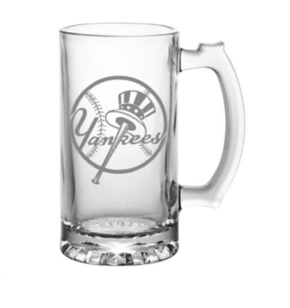 Items similar to Personalized Etched Beer MugNew York Yankees Gift26