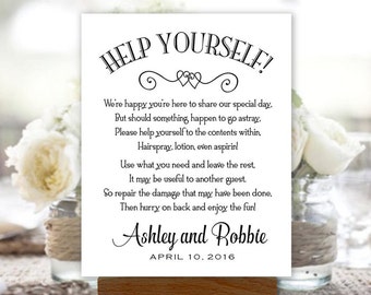Items similar to Wedding Printable Bathroom Basket Poem/Sign Digital ...