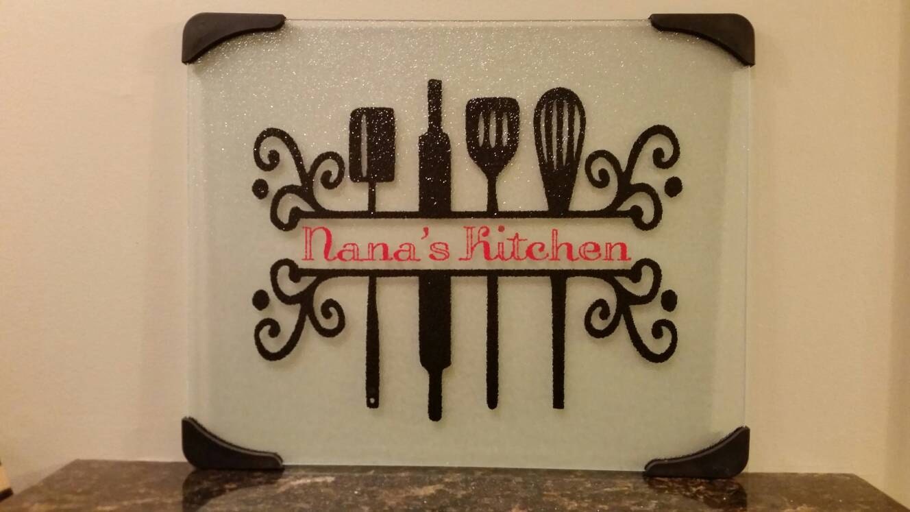 Nana's kitchen glass cutting board Grandma by CreativeCraftRooms
