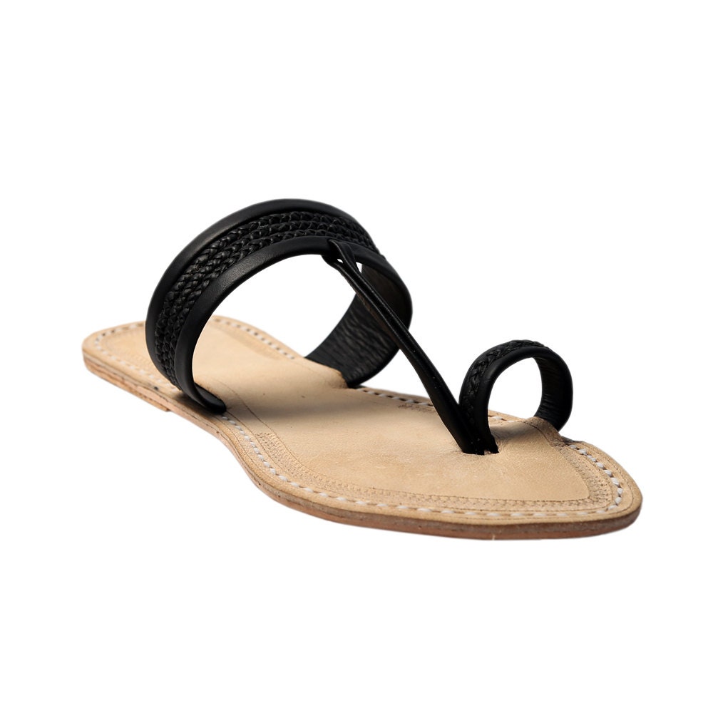 black kolhapuri leather chappals