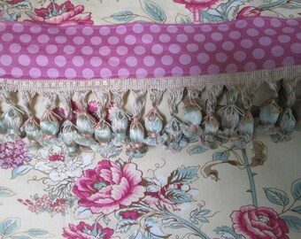 Floral Shower Curtain, Cottage Shower Curtain, Shabby Chic Shower Curtain, decorated with tassels, 108" W X 72" L, ready to ship.