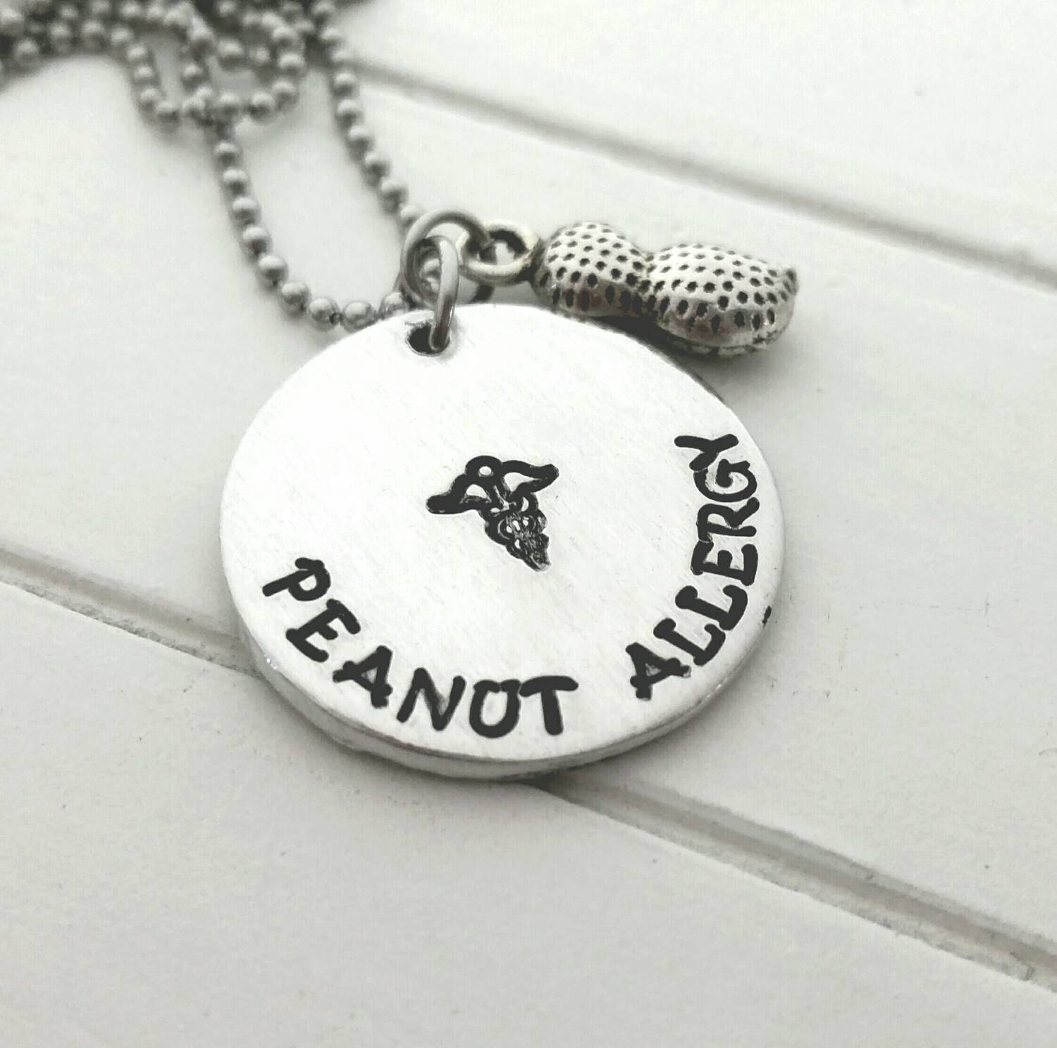 Peanut Allergy necklace hand stamped peanut allergy allergy