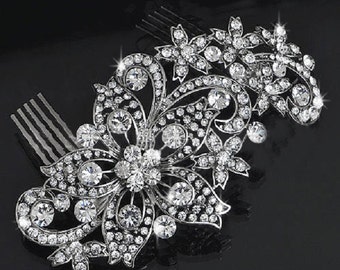 Wedding hair accessories Bridal hair piece Rhinestone Bridal hair comb Crystal Swarovski Pearl Bridesmaids hairpiece Bridesmaids comb flower