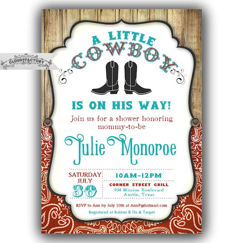 Little Cowboy Baby Shower Invitations Cowboy Theme Shower