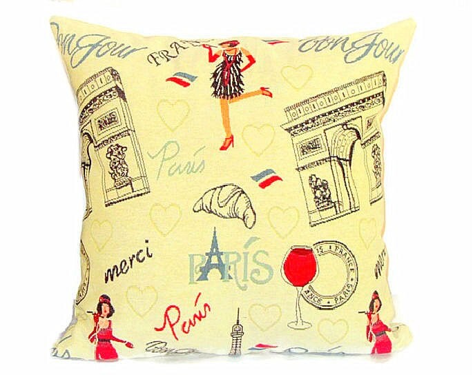 Paris throw pillow cover 20x20 Woven jacquard cushion