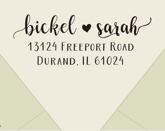Custom Return Address Stamp -calligraphy stamp- custom wedding address stamp- Self-Inking Personalized Stamp- curly font