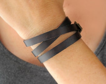 Triple Wrap Leather Bracelet-Gift For Her-Leather Jewelry-Leather Bracelets for Women-Brown Leather Wrap Bracelet-Leather Cuff Bracelet