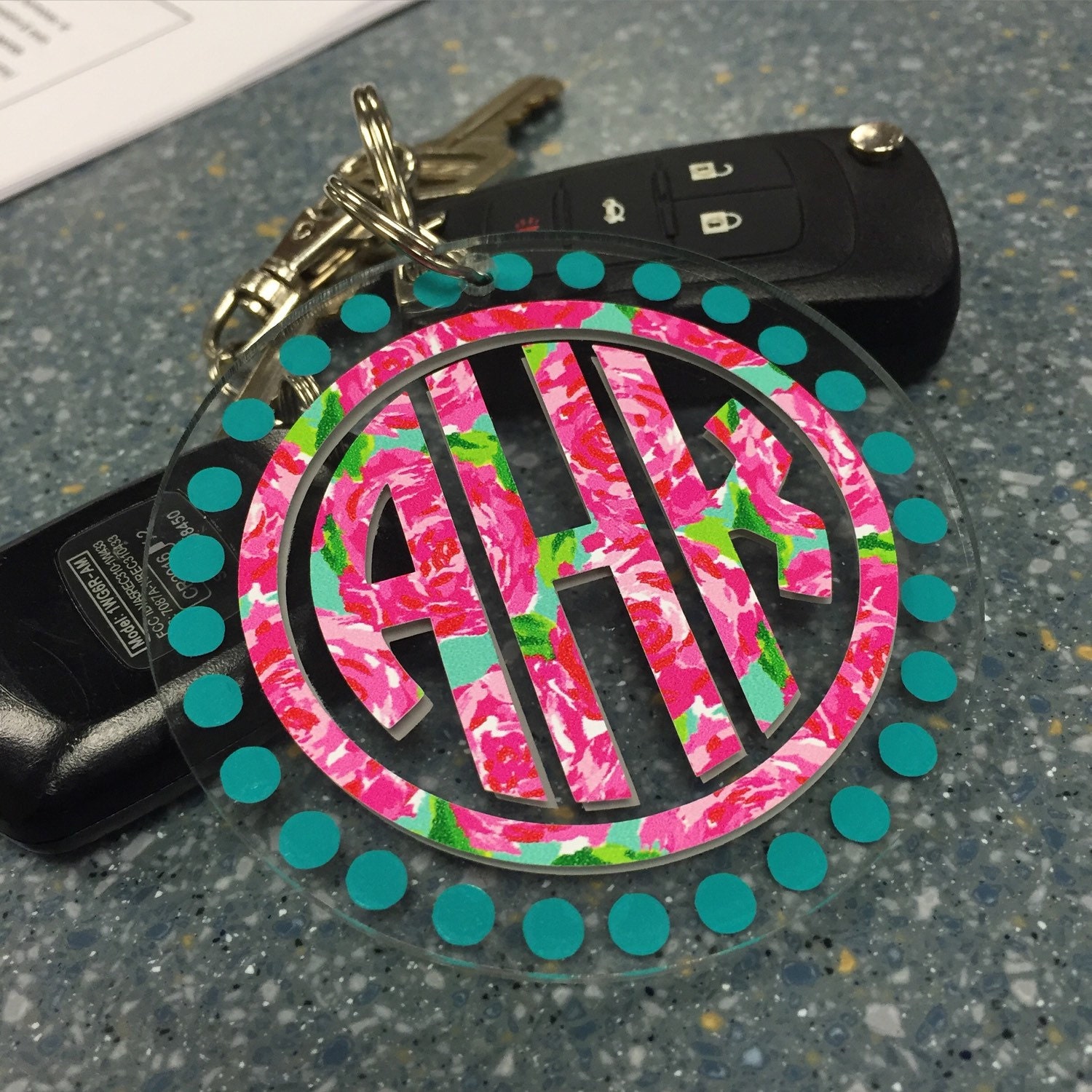 Download Lily Inspired Monogram Keychain OnSkinkerLane Acrylic