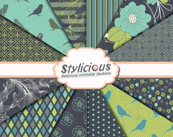 Floral Pattern Digital Paper Pack Flower Printable Paper